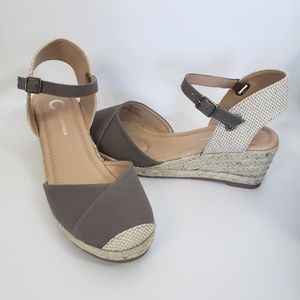 Tru Comfort Wedge Gray Raffia Ashlyn Textile Wedge sz Wide Width 8